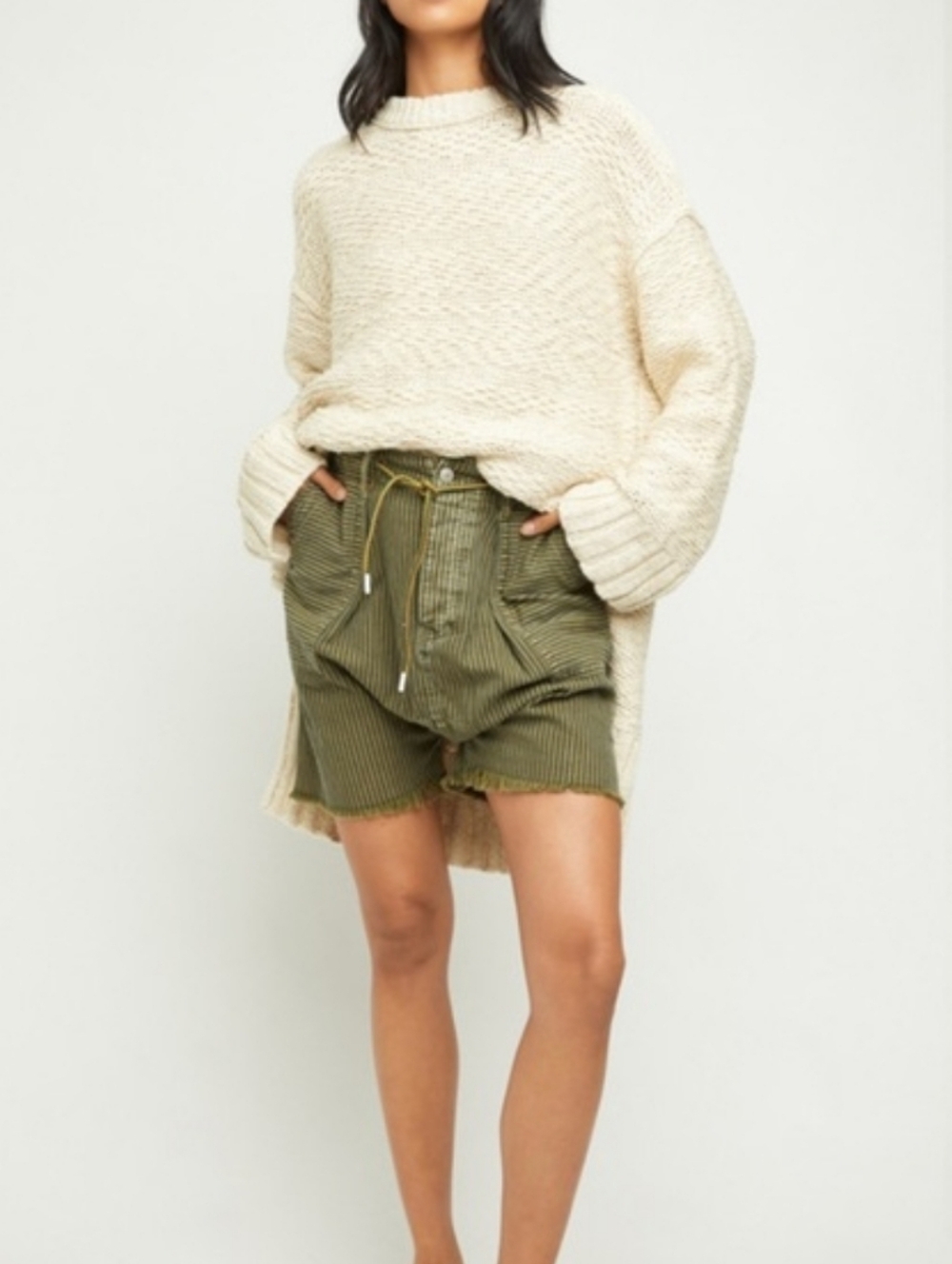 Jaded Gypsy Olivia Gypsy Striped Shorts S/M Harem Drop Crotch Lagen Boho Green